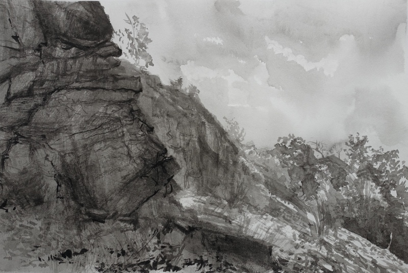 Zámky 9, tuš na papíře, 29,7 x 42 cm, 2021